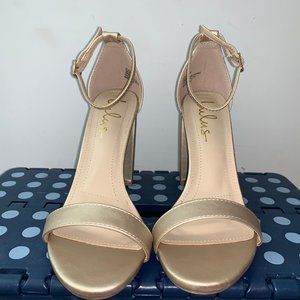 Lulus Taylor Gold Ankle Strap Heels